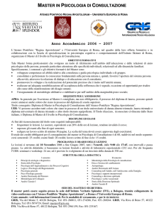 MASTER IN PSICOLOGIA DI CONSULTAZIONE Anno Accademico 2006