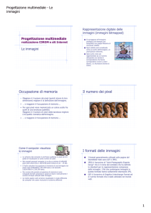 Occupazione di memoria Il numero dei pixel I formati delle immagini
