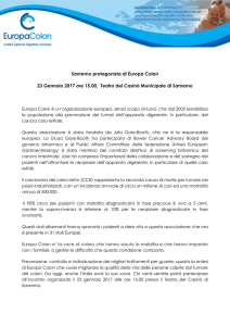 Sanremo protagonista di Europa Colon 23 Gennaio 2017 ore 15.00