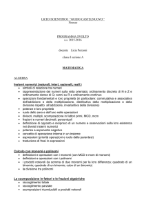 Matematica - Liceo Scientifico Guido Castelnuovo