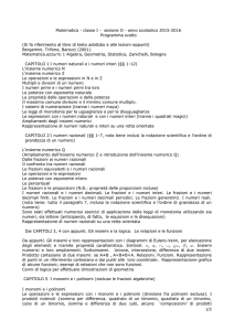 Matematica - classe I - sezione O - anno scolastico 2015