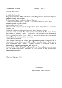 Programma di Religione classe 4° M.A.T. Ore totali di lezione 28 Le