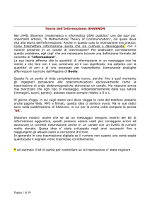 Pagina 1 di 30 Teoria dell`Informazione: SHANNON Nel 1948