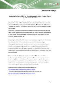 Kaspersky Antivirus per Mac già compatibile con MAC OS X Lion