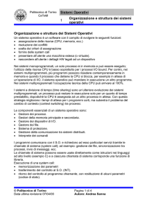 Sistemi Operativi 1 Organizzazione e struttura dei sistemi operativi