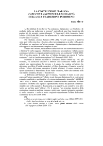 la costruzione italiana fare con l`infinito e le modalità della sua