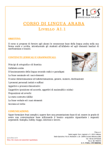 CORSO DI LINGUA ARABA Livello A1.1