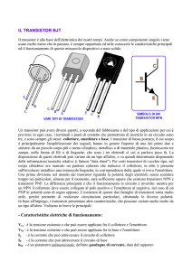 IL TRANSISTOR BJT - Caratteristiche elettriche di funzionamento: