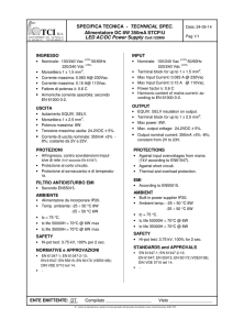 SPECIFICA TECNICA - TECHNICAL SPEC. Alimentatore DC 8W