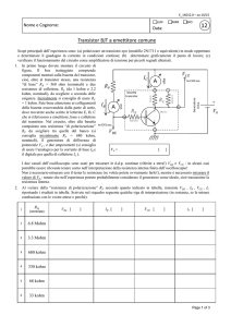 Transistor BJT a emettitore comune RP IC V0 RP A RB RC IB