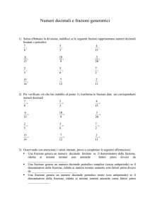 Numeri decimli e frazioni generatrici