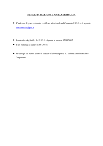 NUMERO DI TELEFONO E POSTA CERTIFICATA • L`indirizzo di