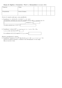 Esame di Algebra e Geometria - Prof. L. Alessandrini (6 settembre