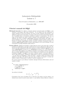 Laboratorio Multimediale Lezione n. 7