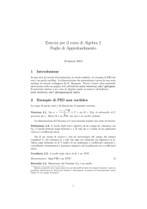 Esempio di un PID non Euclideo