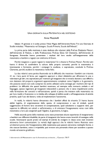 Matematica nel sostegno: scuola dell`infanzia, scuola primaria