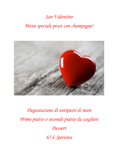 San Valentino Menu speciale pesce con champagne! Degustazione