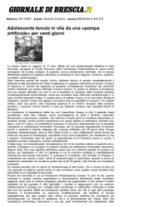 Adolescente tenuto in vita da una «pompa artificiale» per venti giorni