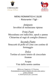 MENU ROMANTICA € 18,00 - Ristorante I Tigli