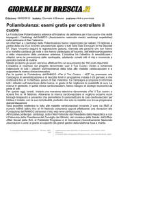 Poliambulanza: esami gratis per controllare il cuore
