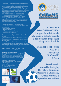 CORSO DI AGGIORNAMENTO: Il supporto nutrizionale nella