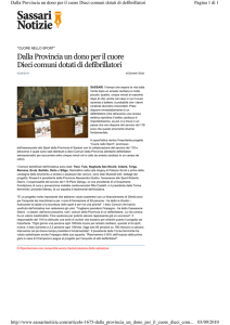 Dalla Provincia un dono per il cuore Dieci comuni dotati di defibrillatori