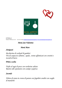 Menù San Valentino Menù Mare Antipasti Bicchierino di cocktail di