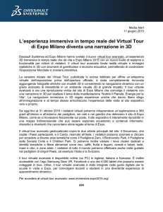 L`esperienza immersiva in tempo reale del Virtual Tour di Expo