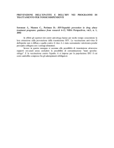 PREVENZIONE DELL`EPATITE E DELL`HIV NEI PROGRAMMI DI