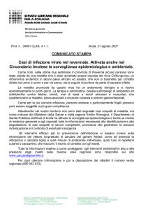 Casi di infezione virale nel ravennate. Attivata anche nel