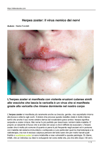 Herpes zoster: il virus nemico dei nervi