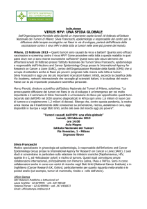 Comunicato stampa. - Istituto Nazionale dei Tumori