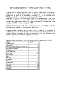 SITUAZIONE EPIDEMIOLOGICA DELL`INFLUENZA AVIARIA L`OIE