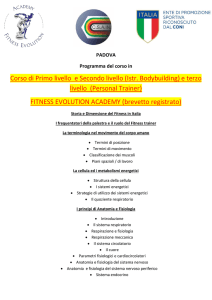 Corso di Primo livello e Secondo livello (Istr. Bodybuilding) e terzo