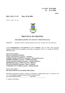 provincia di crotone deliberazione di giunta provinciale
