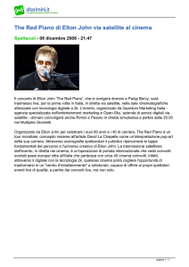 The Red Piano di Elton John via satellite al cinema