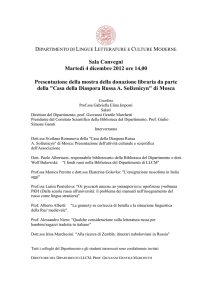 Locandina - Dipartimento di Lingue, Letterature e Culture Moderne