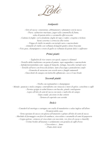 Antipasti: Primi piatti: Secondi piatti: Dolci