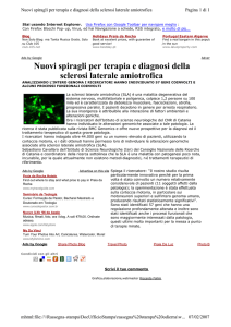 Nuovi spiragli per terapia e diagnosi della sclerosi laterale amiotrofica