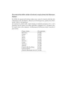 Eccentricità delle orbite di alcuni corpi celesti del Sistema