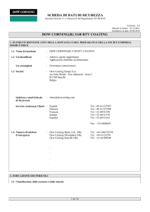 scheda di dati di sicurezza dow corning(r) 3140 rtv coating