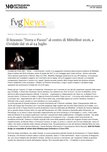 Il binomio "Terra e Fuoco" al centro di Mittelfest 2016, a Cividale dal