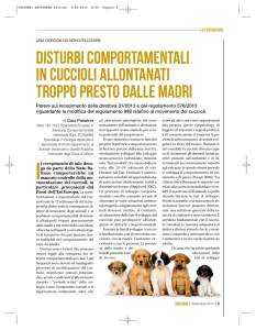 DISTURBI COMPORTAMENTALI IN CUCCIOLI ALLONTANATI