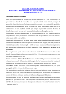 DISTURBI DI PERSONALITA`. DIAGNOSI E TERAPIA COGNITIVO