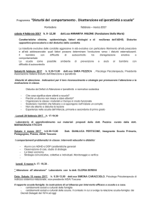 Programma “Disturbi del comportamento . Disattenzione ed
