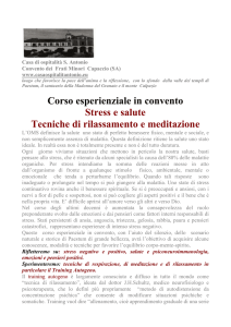 Corso esperienziale in convento Stress e salute Tecniche di