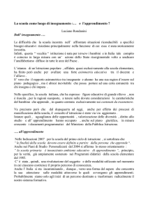 La scuola come luogo di insegnamento :… e l`apprendimento ?
