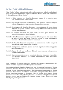 Le “Nove Verità” sui Disturbi Alimentari “Nine Truths” si