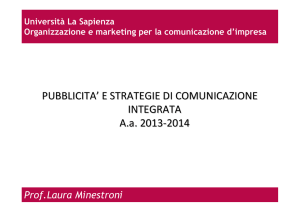 PUBBLICITA` E STRATEGIE DI COMUNICAZIONE