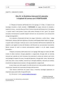 Ulss 21: in Oculistica interventi di cataratta e trapianti di cornea con